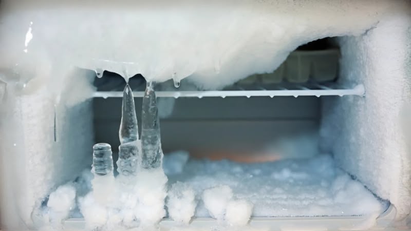 Hư hỏng hệ thống xả đá tự động khiến tuyết đóng nghẹt máng xả