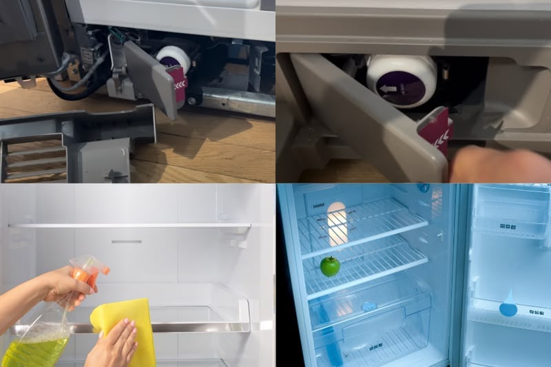 Lỗ thoát nước xả tuyết bị tắc nghẽn do rêu mốc và bụi bẩn